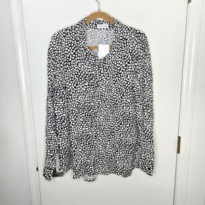 Alex & Jordan Elegant Black and White Women's Button Down Shirt NWT 2X